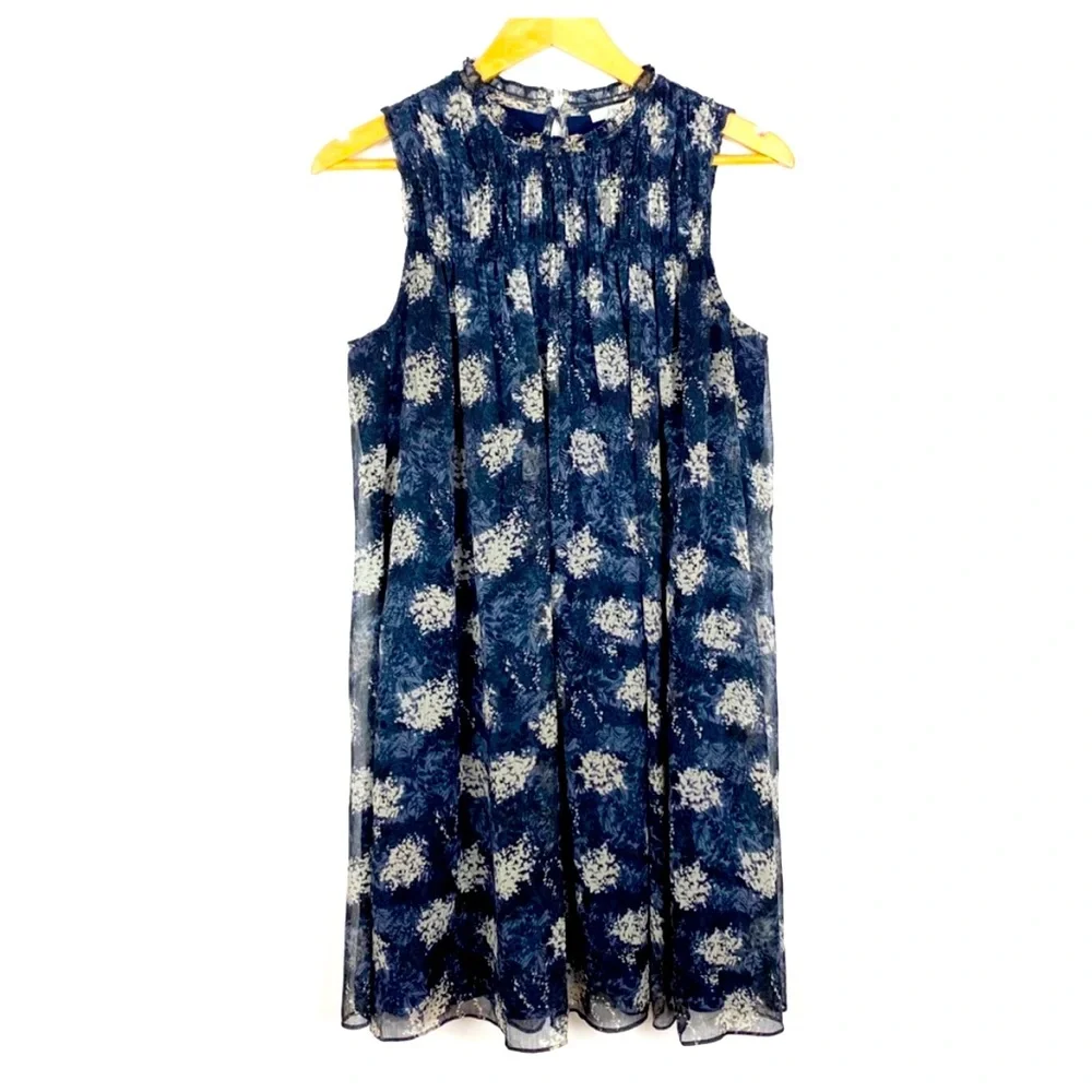 EUC Joie Navy Blue and White Floral MIDI, Sleeveless, Dress - Picture 6 of 8
